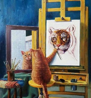 Кот рисут автопортрет